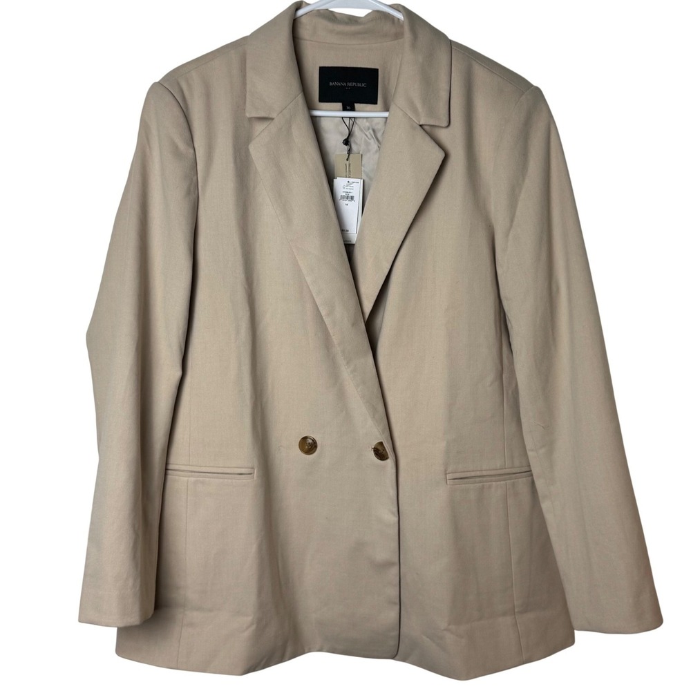 Banana Republic Blazer Women‎ 16 Beige Tan Double Breasted Professional NEW $180